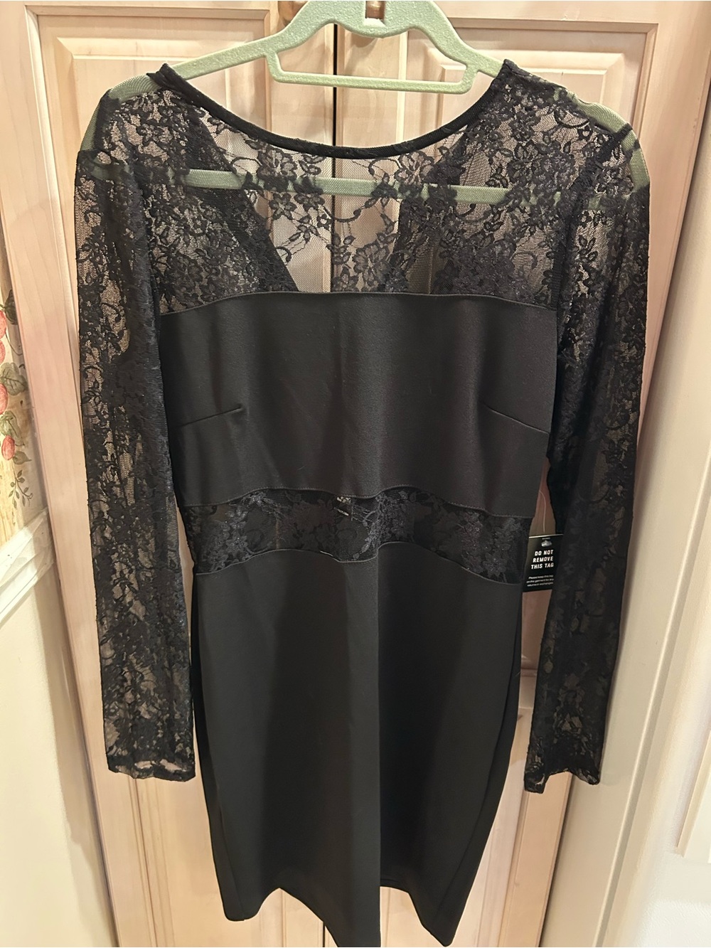 Express Black Lace Long Sleeve Dress Cocktail Cutout Size M NWT